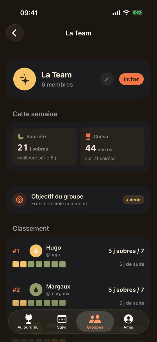Des résumés partagés en privé (sombre)