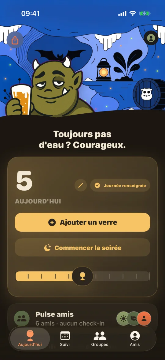 Le suivi du jour, en un geste (sombre)