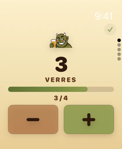 L'app Sansoif sur Apple Watch — Le compteur